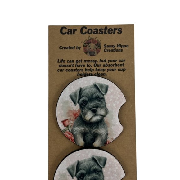 Car Coasters Miniature Schnauzer Dog Life Set of 2 Neoprene Absorbent - Picture 7 of 9